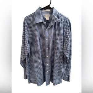 Men’s LL Bean Blue Plaid Long Sleeve Button Down Size L Wrinkle Free Traditional